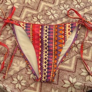 Triangl Swimwear Geometric Bikini Bottom - Red, Purple, Orange